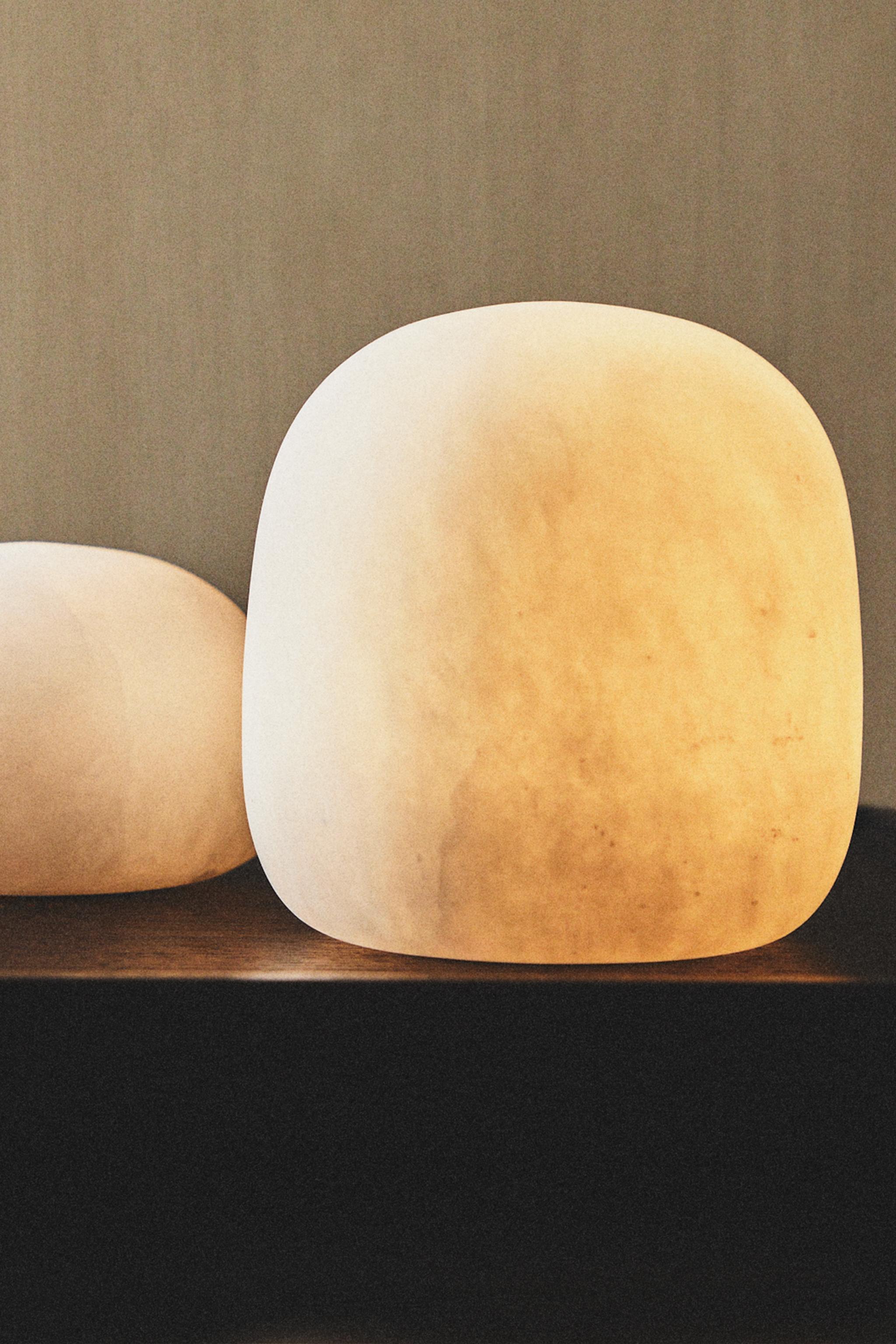 ALABASTER SEMI-OVAL TABLE LAMP